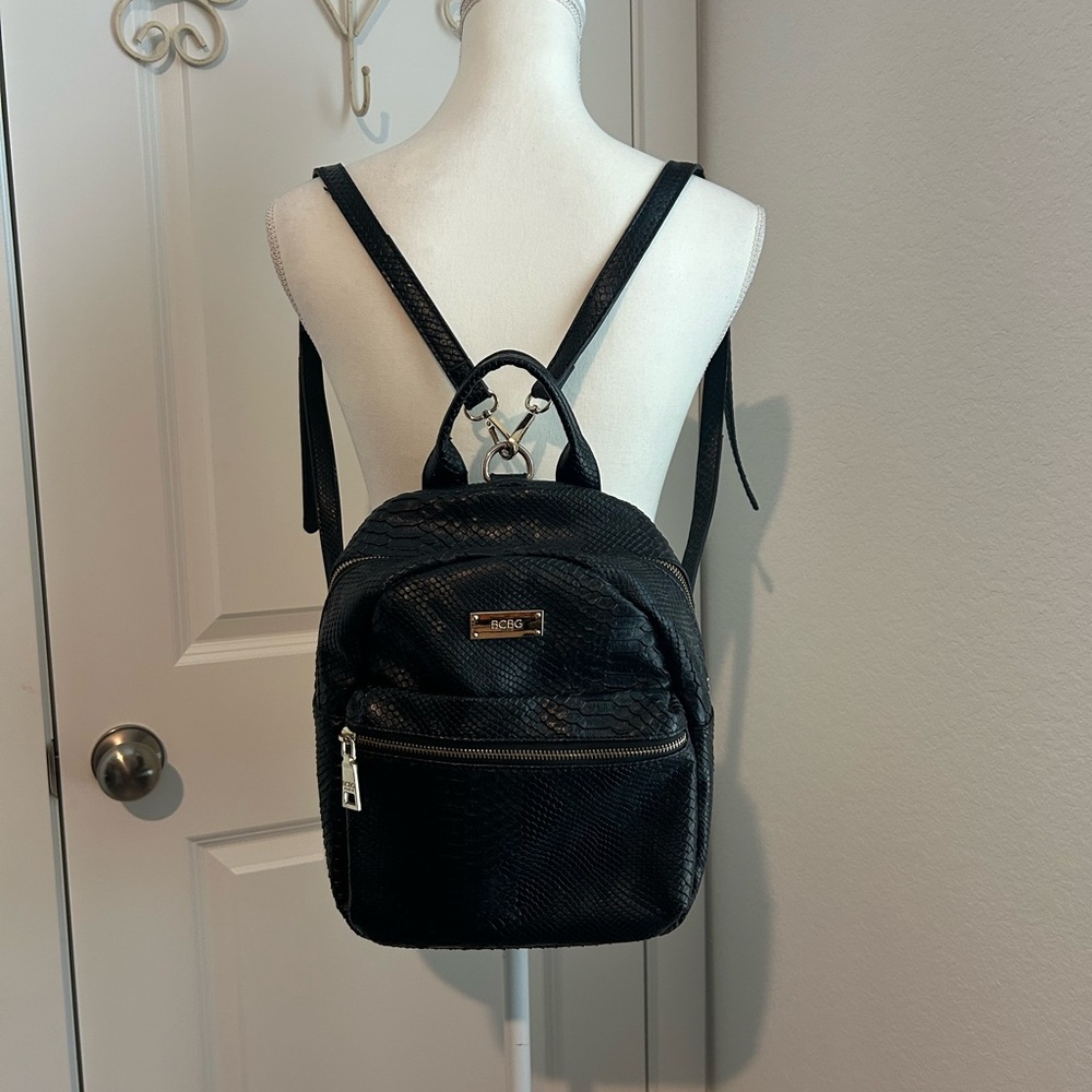 BCBG Black Textured Bag with Gold Accents